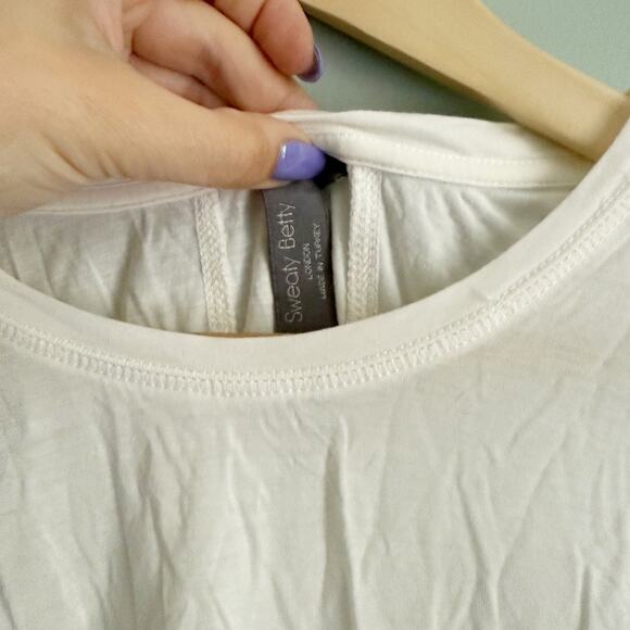 Sweaty Betty basic white athletic tank top hi low size small - Picture 3 of 4